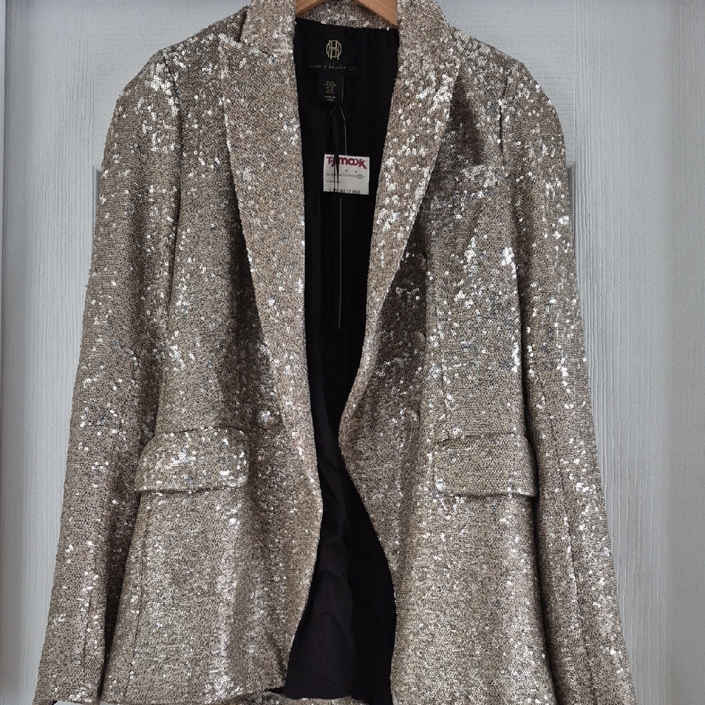 House of Harlow 1960 Gold and Silver Sequin Blazer